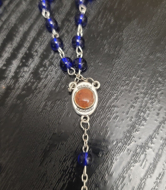 Royal Blue Rosary Glass Beads Jerusalem