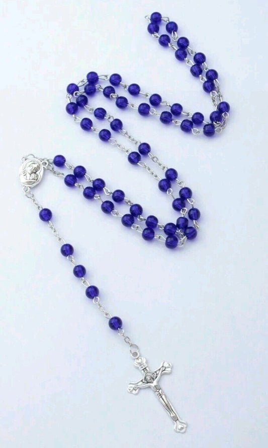 Royal Blue Rosary Glass Beads Jerusalem