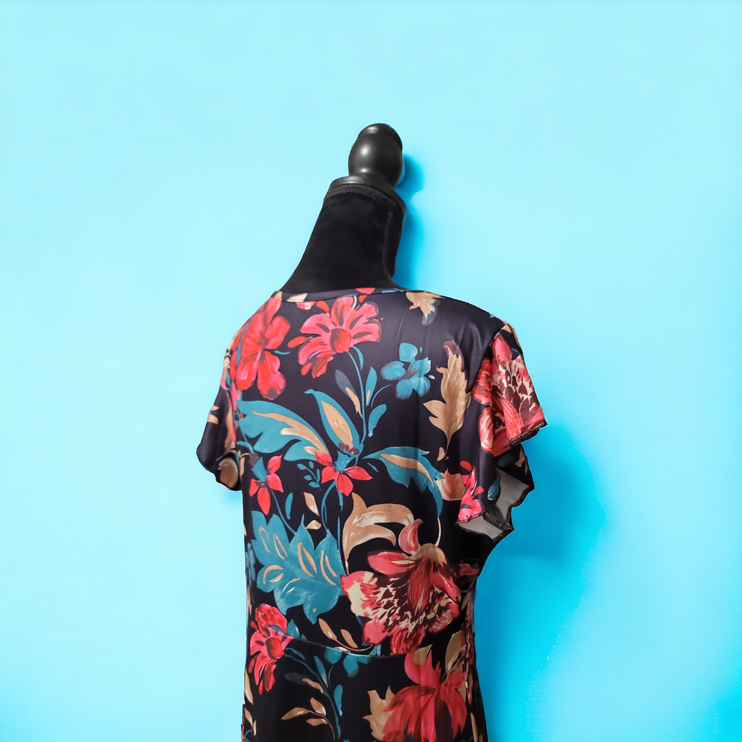 Floral Print Dress With Ruffle Hem Size XL