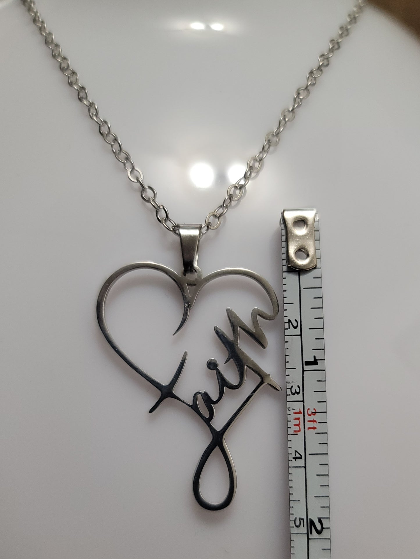 Faith heart stainless steel necklace