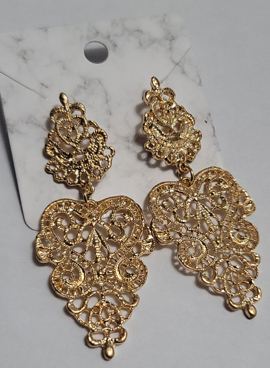 Vintage style gold post earrings