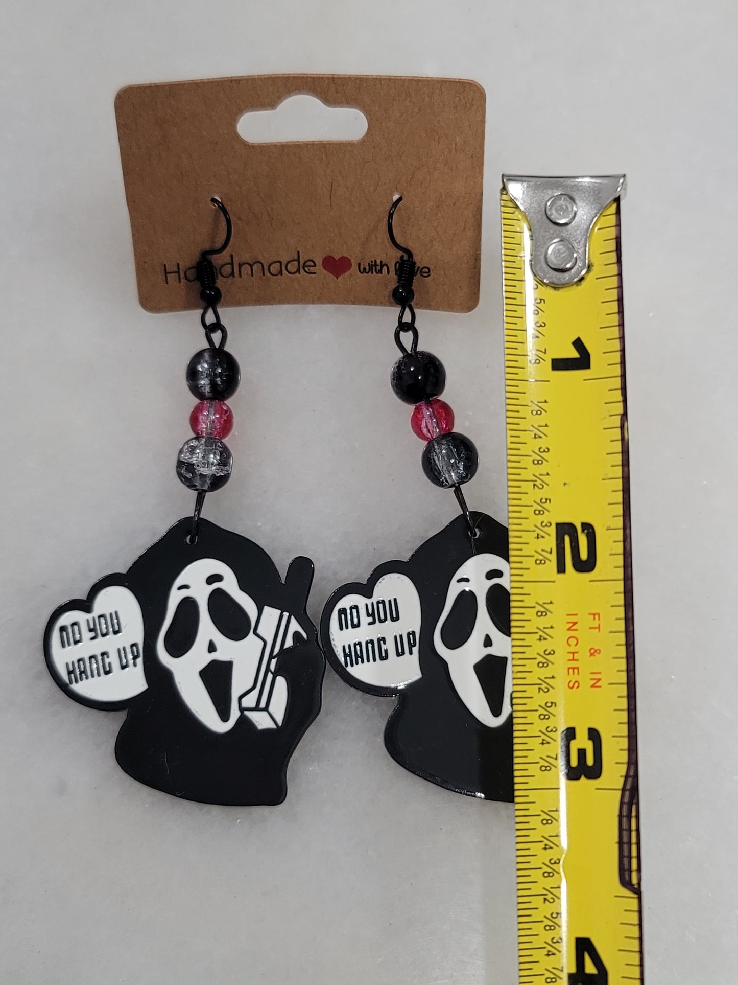 Handmade by BB Ghost Face dangle bead earrings