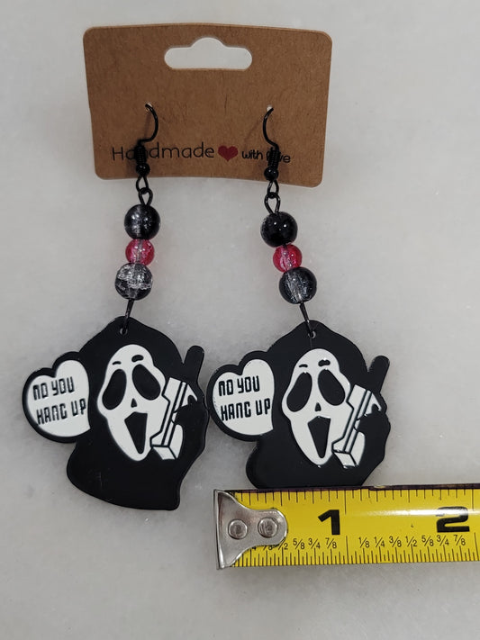 Handmade by BB Ghost Face dangle bead earrings