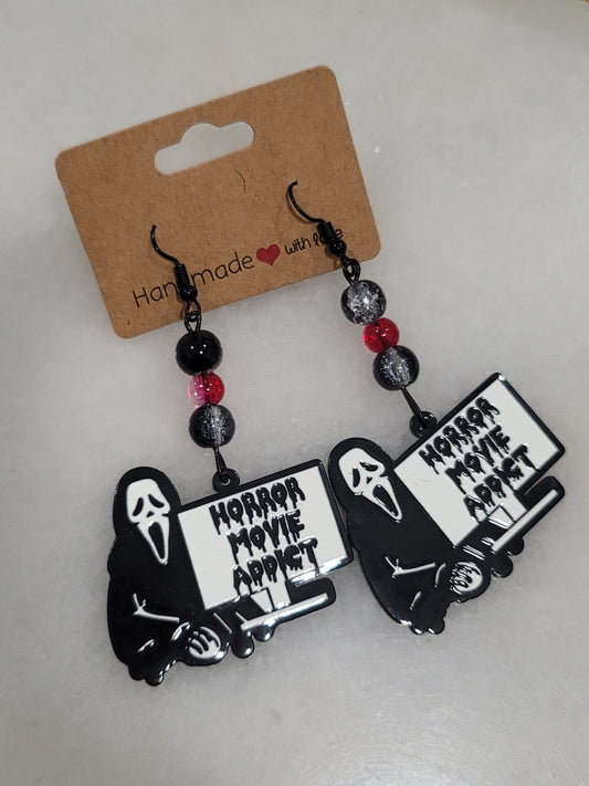 Handmade by BB Ghost Face dangle bead earrings