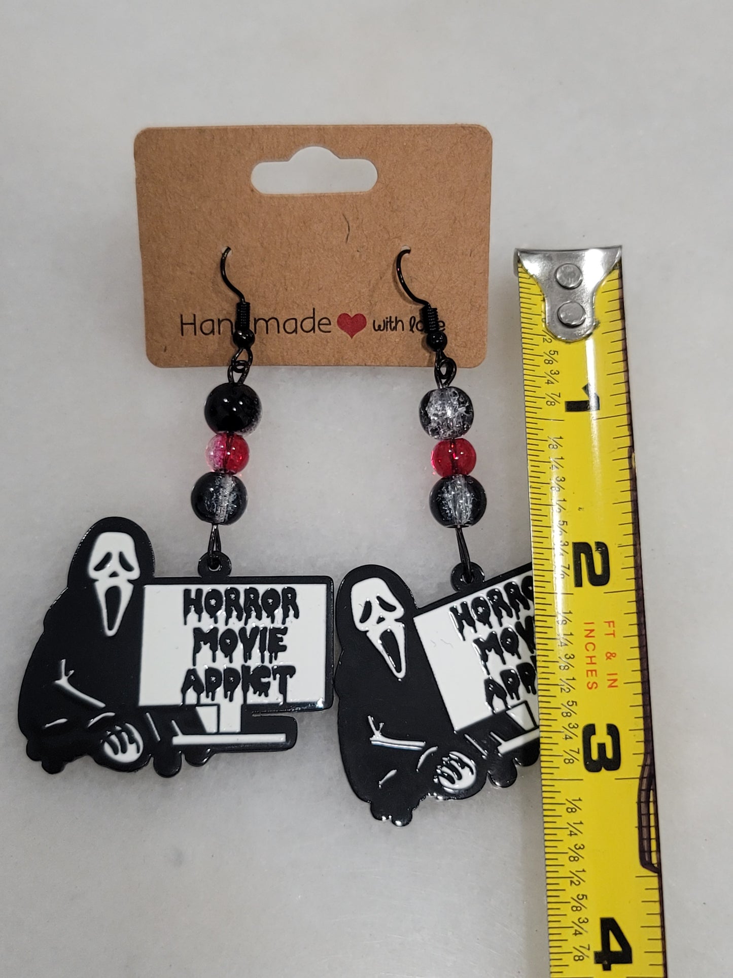 Handmade by BB Ghost Face dangle bead earrings