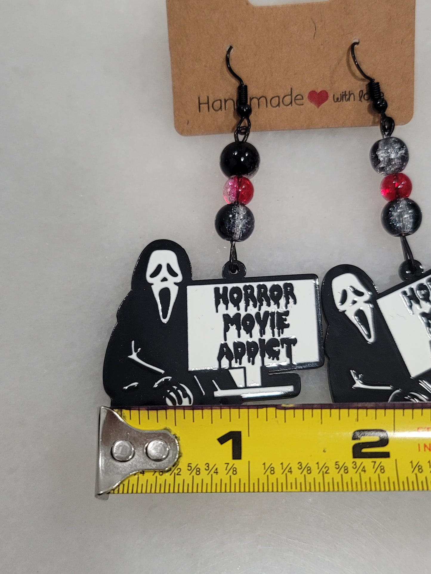 Handmade by BB Ghost Face dangle bead earrings