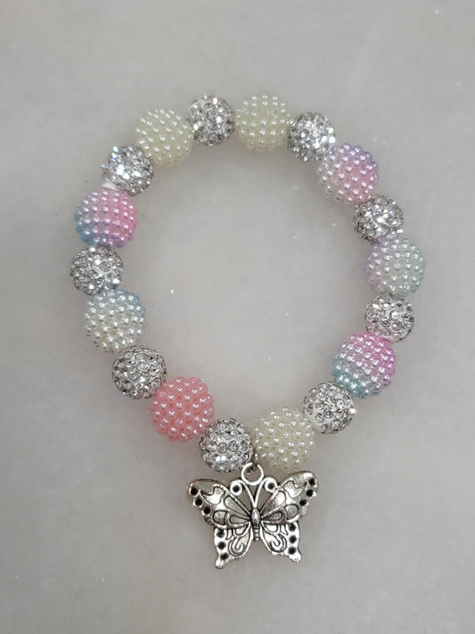 Handmade by BB butterfly bead stretch bracelet