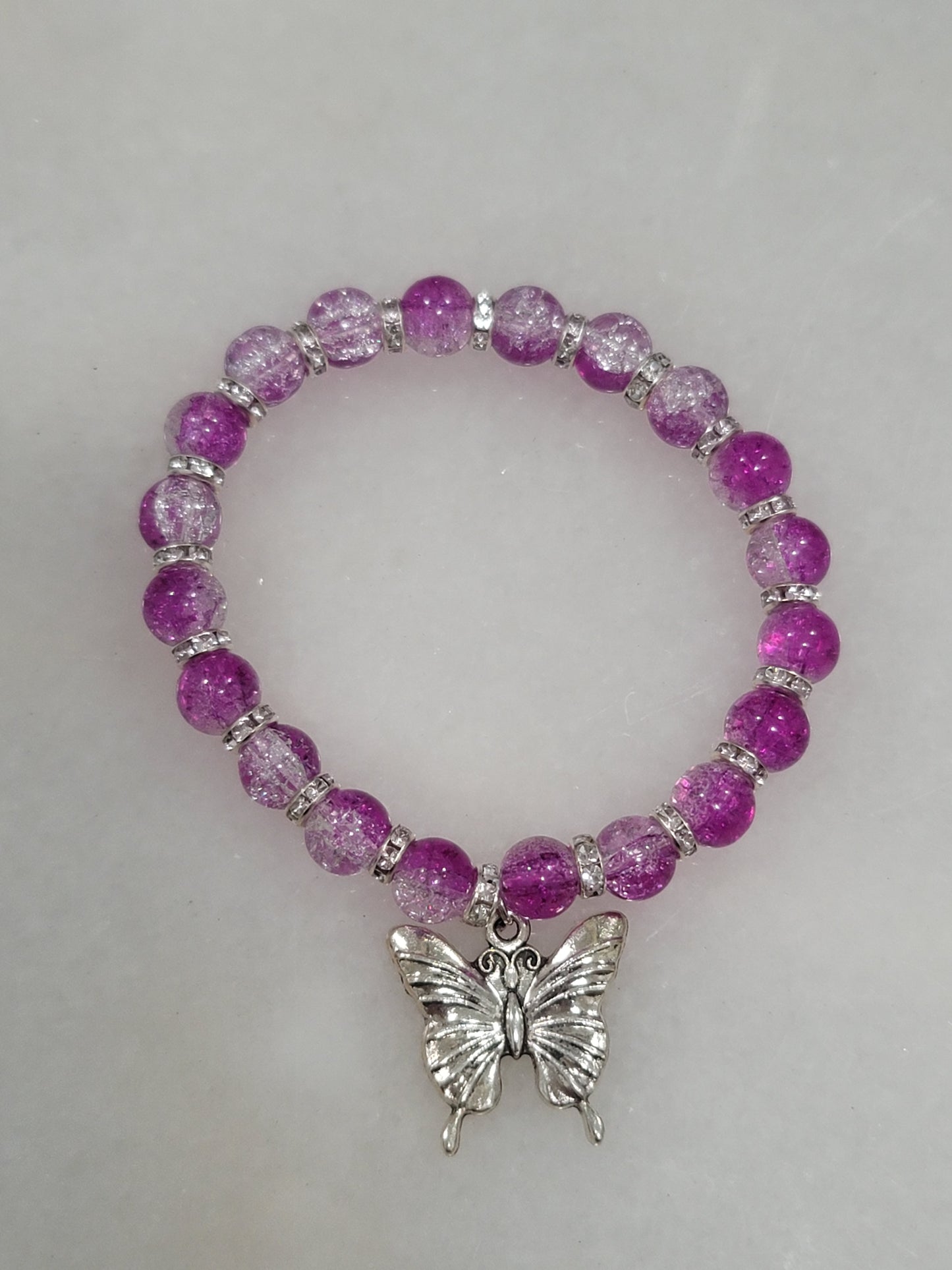 Handmade by BB butterfly bead stretch bracelet