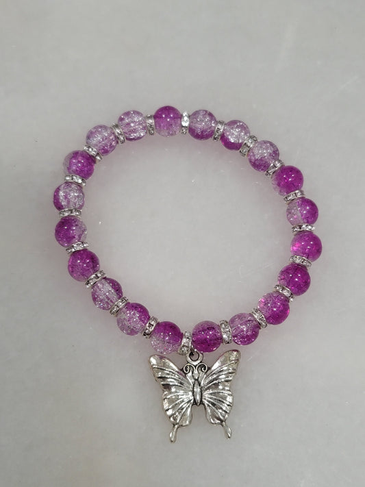 Handmade by BB butterfly bead stretch bracelet