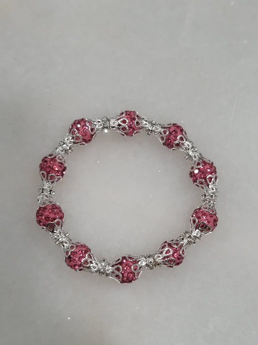 Handmade by BB rhinestone bead stretch bracelet