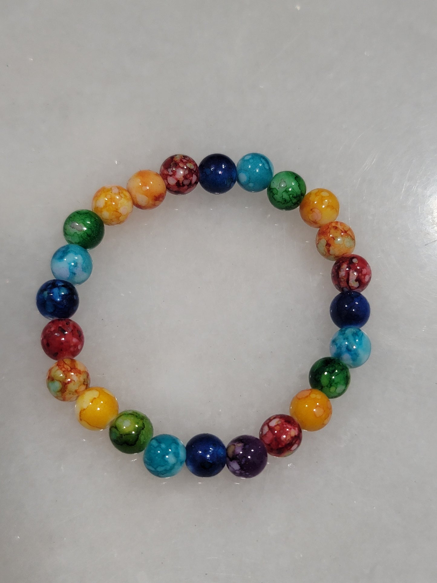 Handmade by BB Rainbow bead stretch bracelet