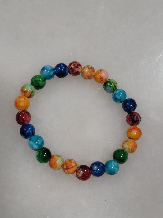 Handmade by BB Rainbow bead stretch bracelet