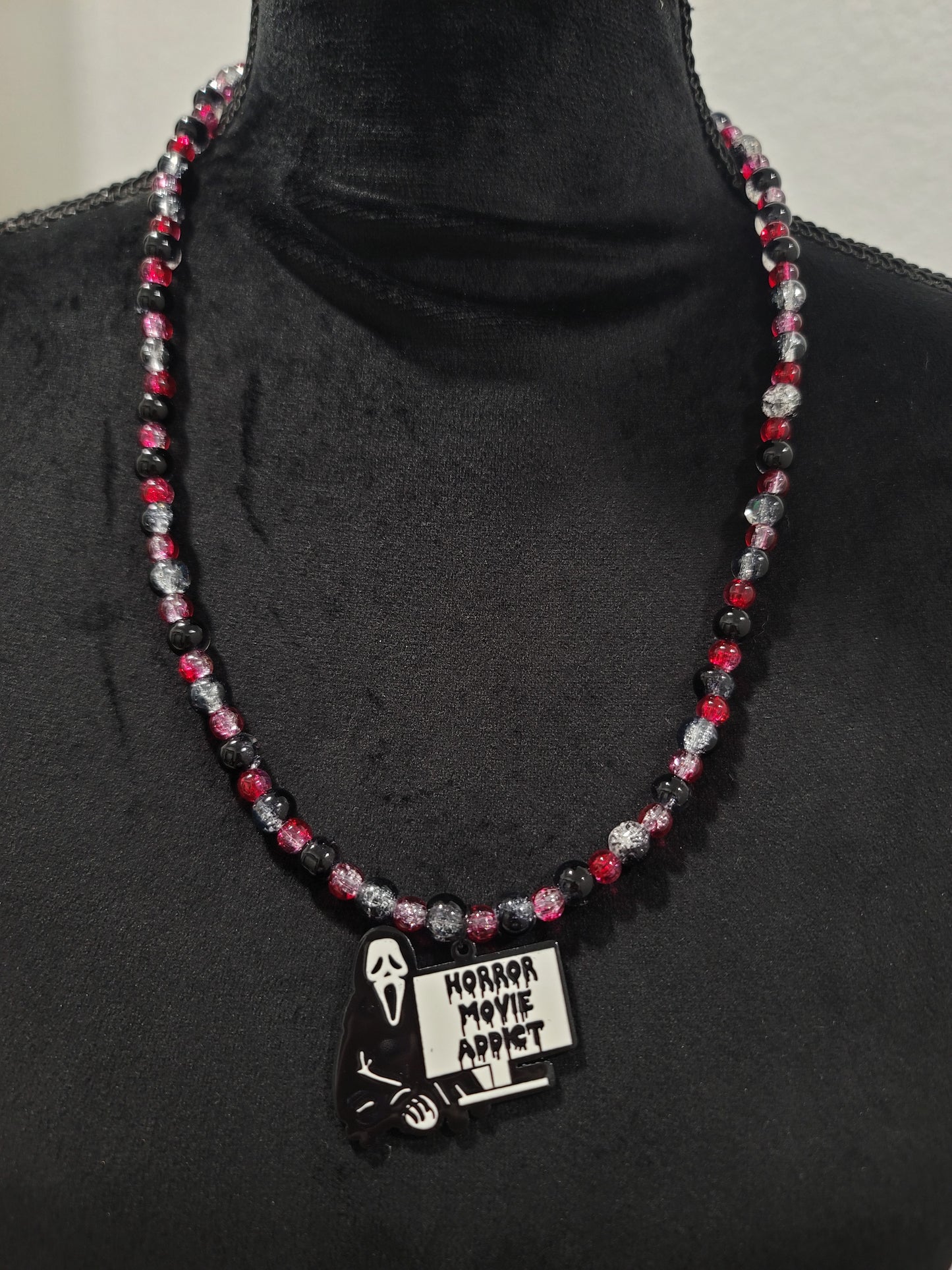 Handmade Ghost face beaded necklace by BB