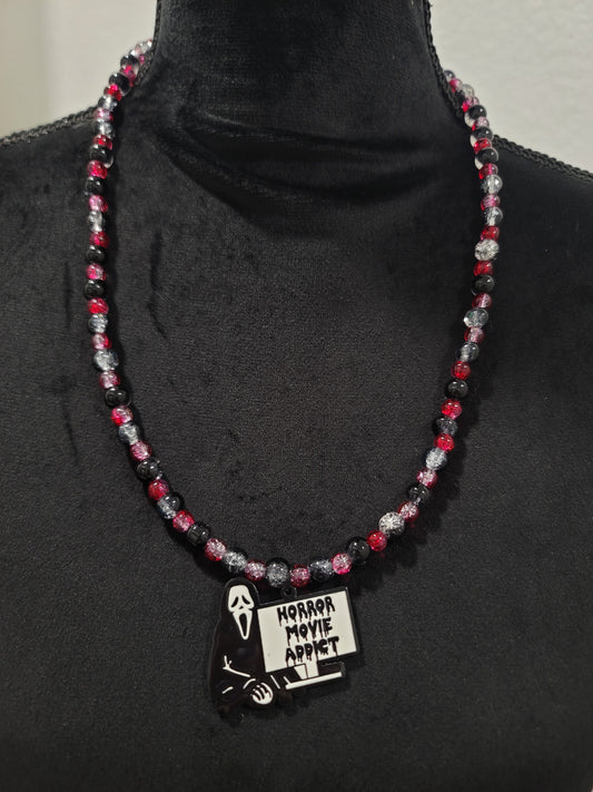 Handmade Ghost face beaded necklace by BB