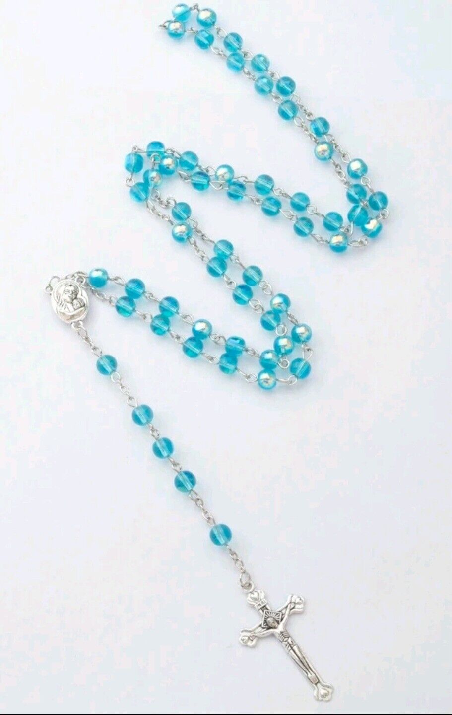 Blue Rosary Glass Beads Jerusalem