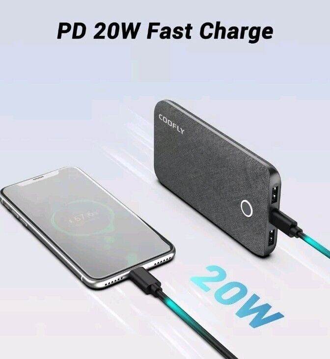 Portable Charger 10000mAh 5V/3A Power Bank USB C in&Out High-Speed