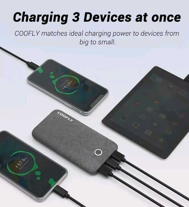 Portable Charger 10000mAh 5V/3A Power Bank USB C in&Out High-Speed