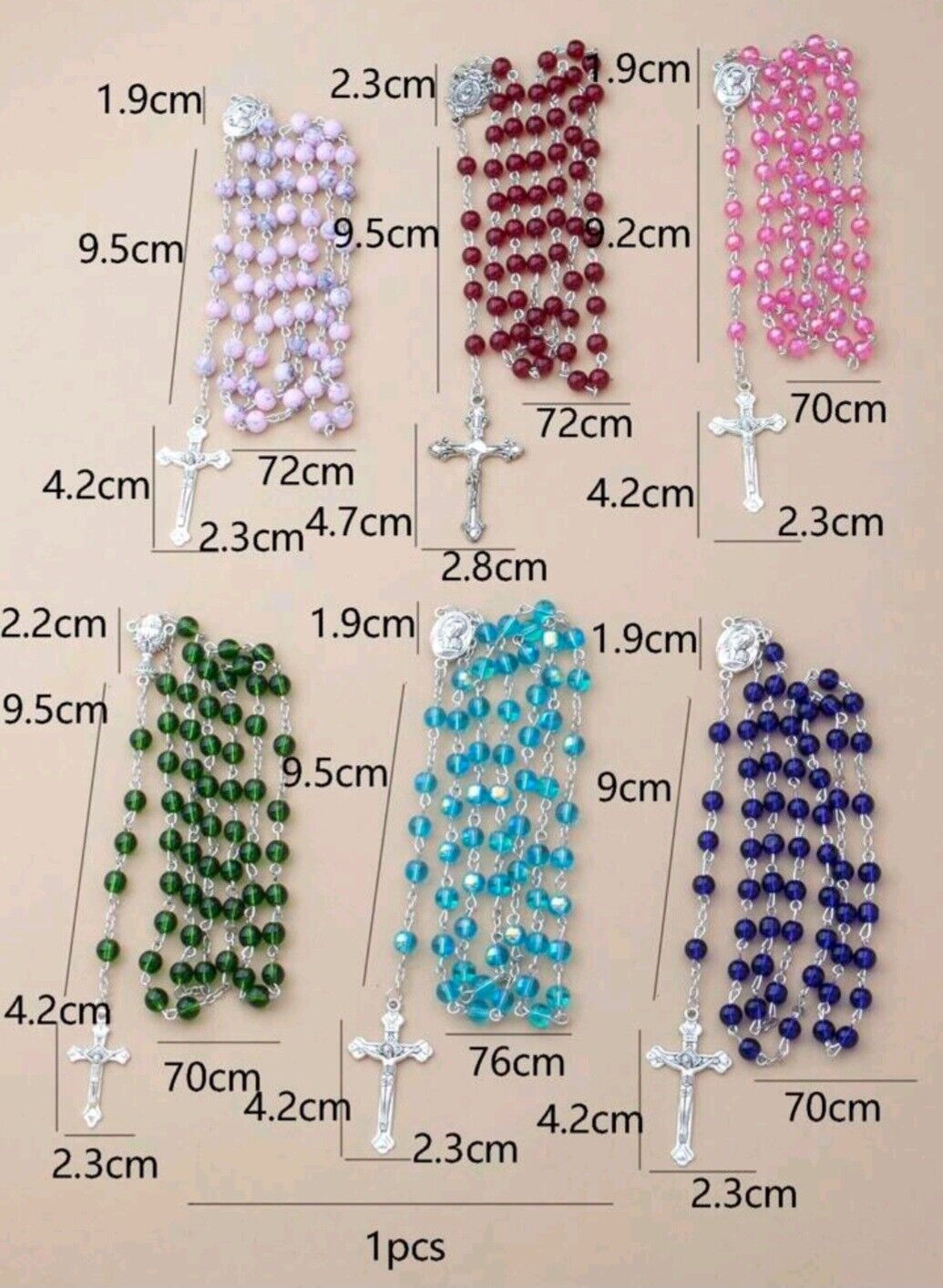 Blue Rosary Glass Beads Jerusalem