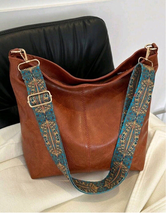 Large Brown Tote Pu Leather