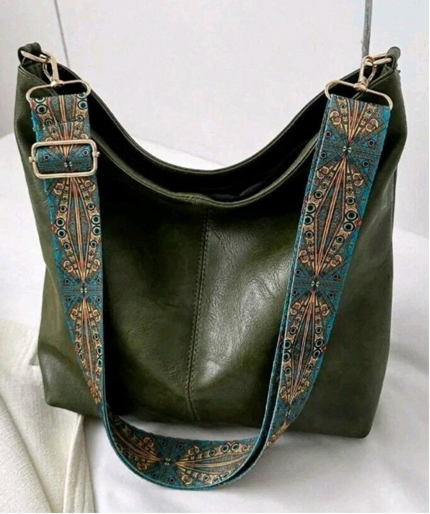 Large Green Tote Pu Leather