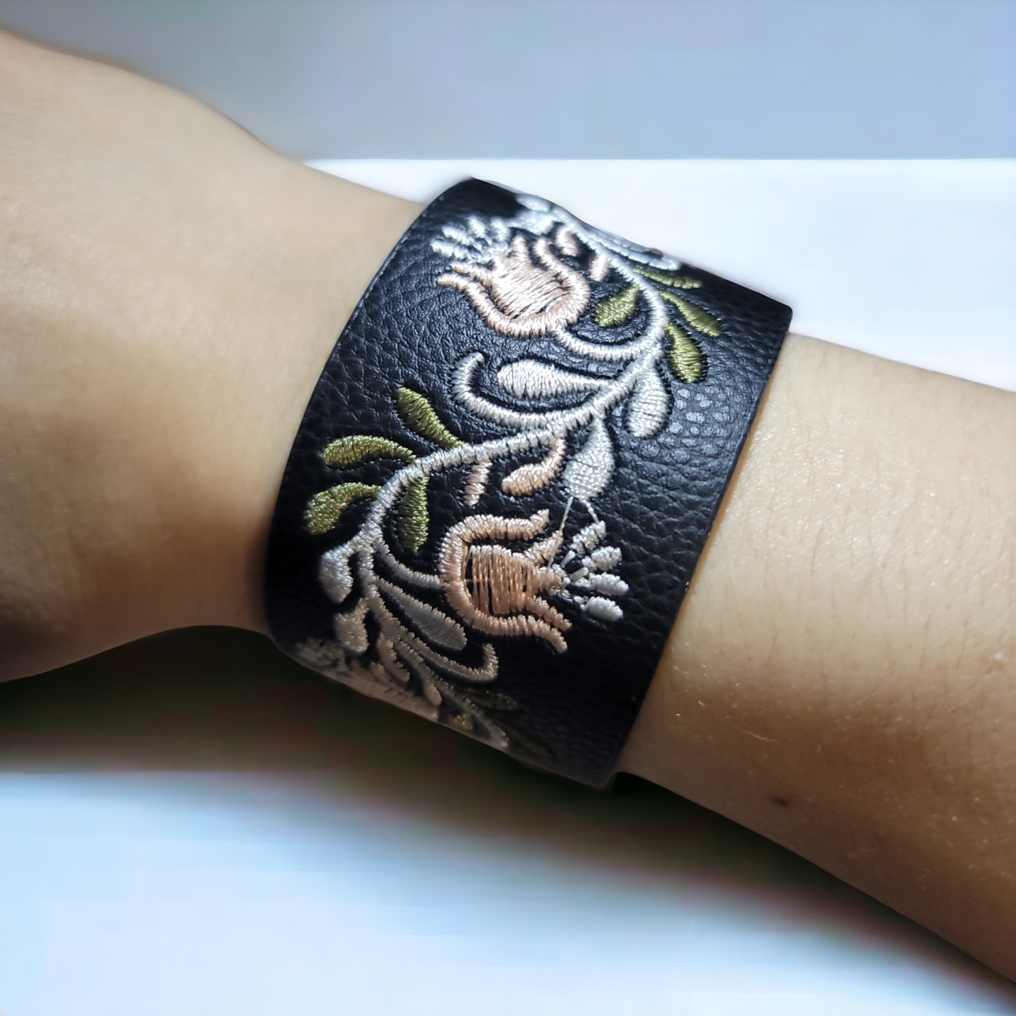 Black Embroidery Wrist Cuff Bracelet