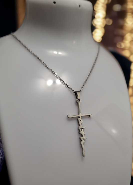 Faith cross stainless steel necklace