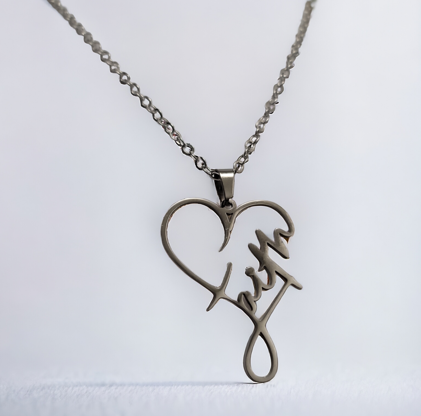 Faith heart stainless steel necklace