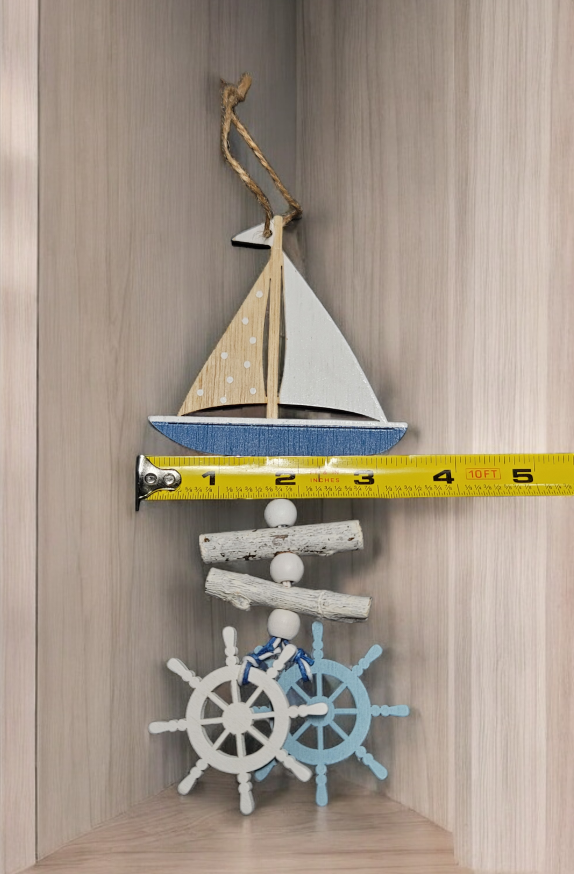 Wooden sail boat ornament