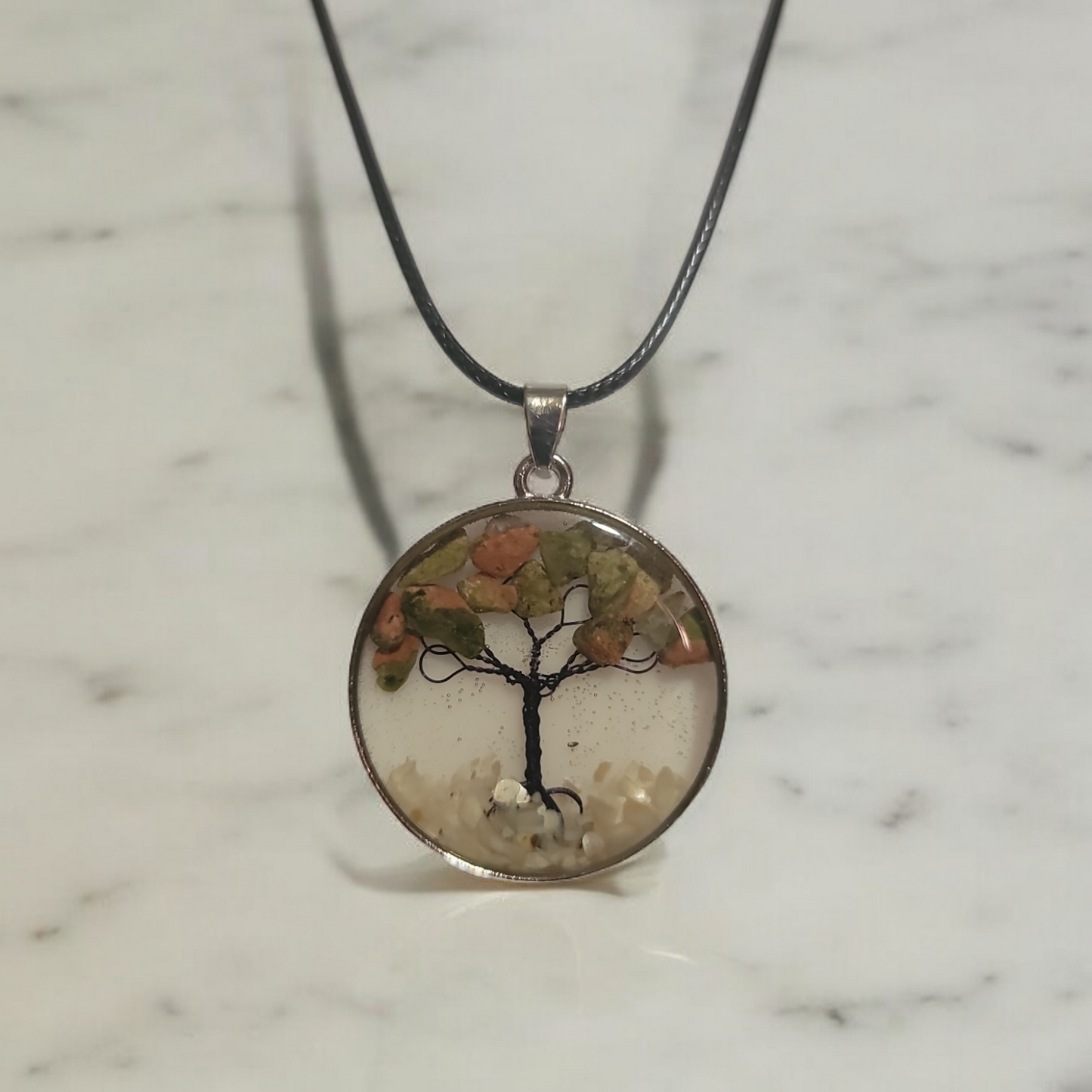 Tree of life necklace natural stone