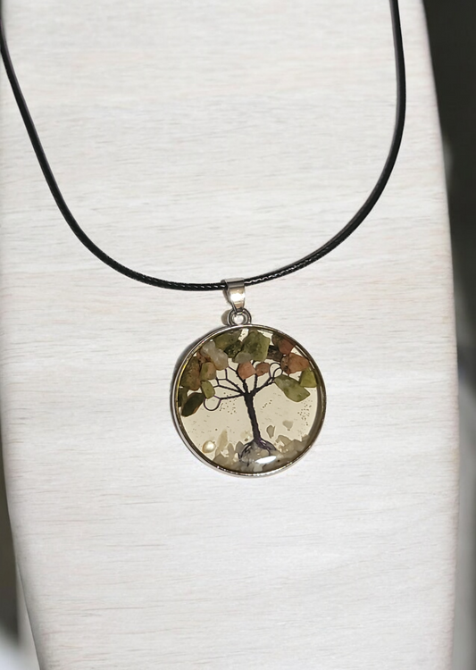 Tree of life necklace natural stone