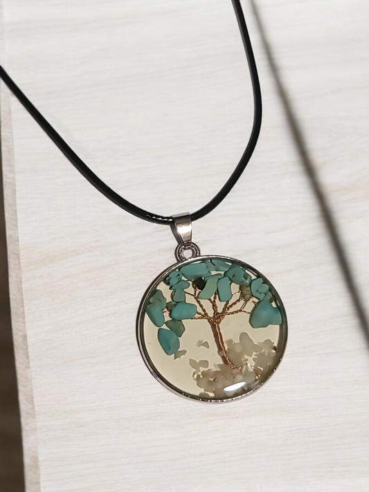 Tree of life necklace natural stone