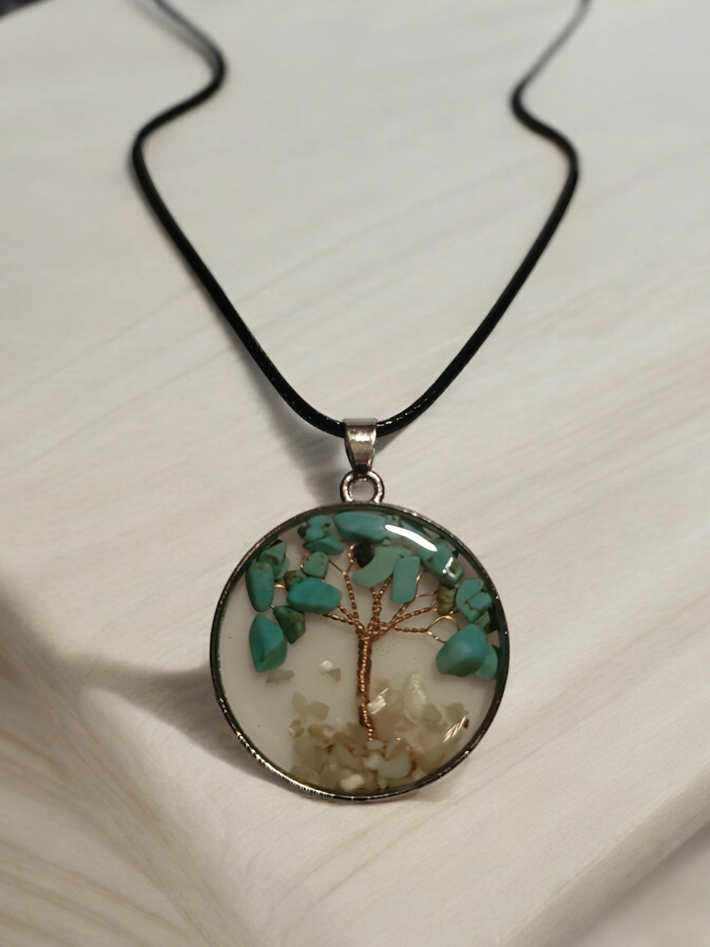 Tree of life necklace natural stone