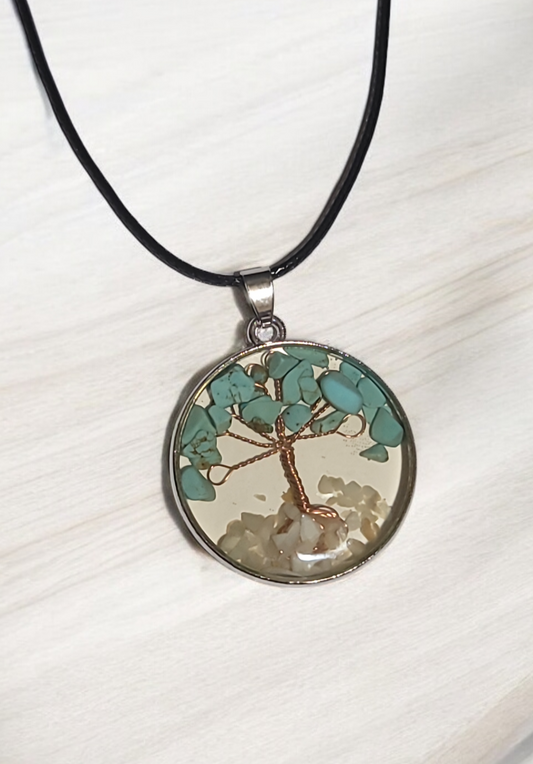 Tree of life necklace natural stone