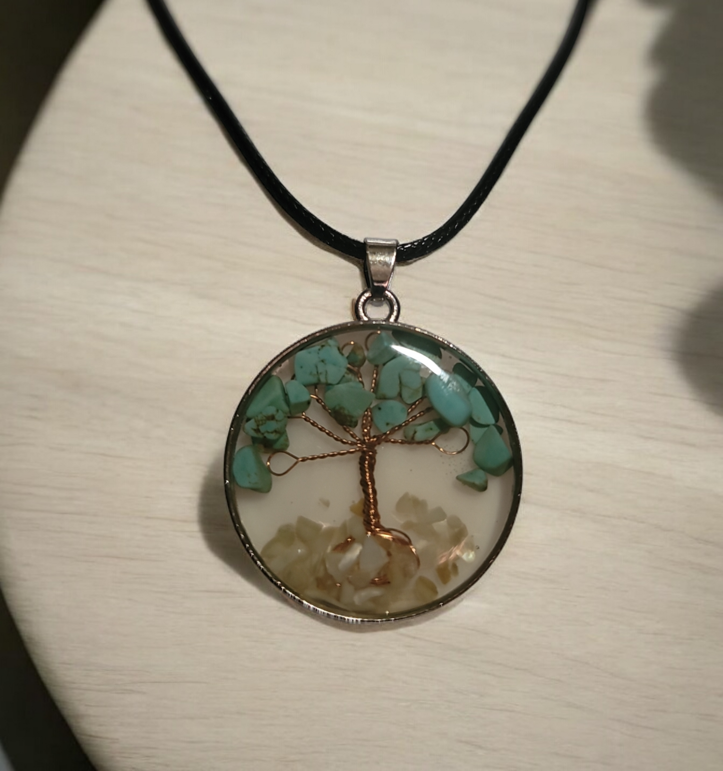 Tree of life necklace natural stone