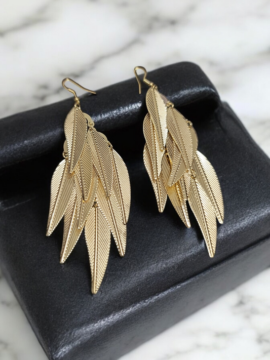 Gold tone light weight statement dangle earrings