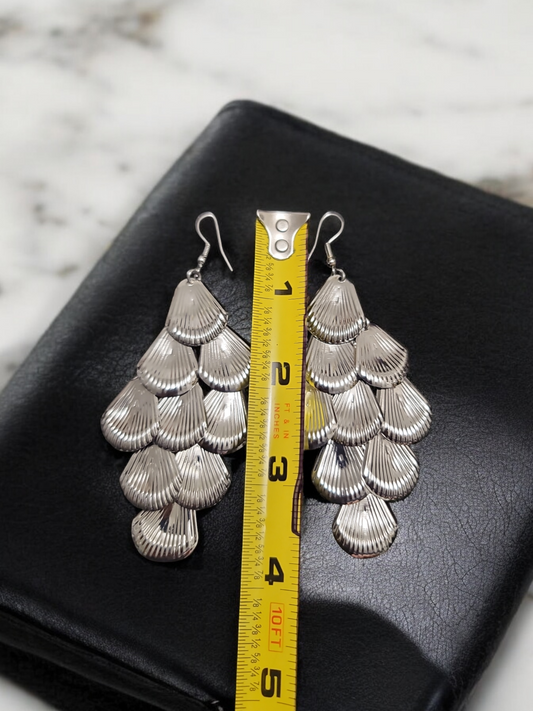 Silver tone light weight statement dangle earrings