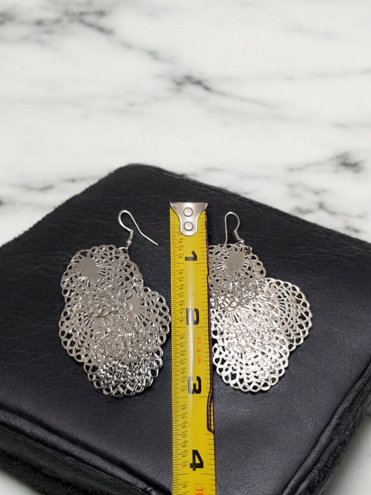 Silver tone light weight statement dangle earrings