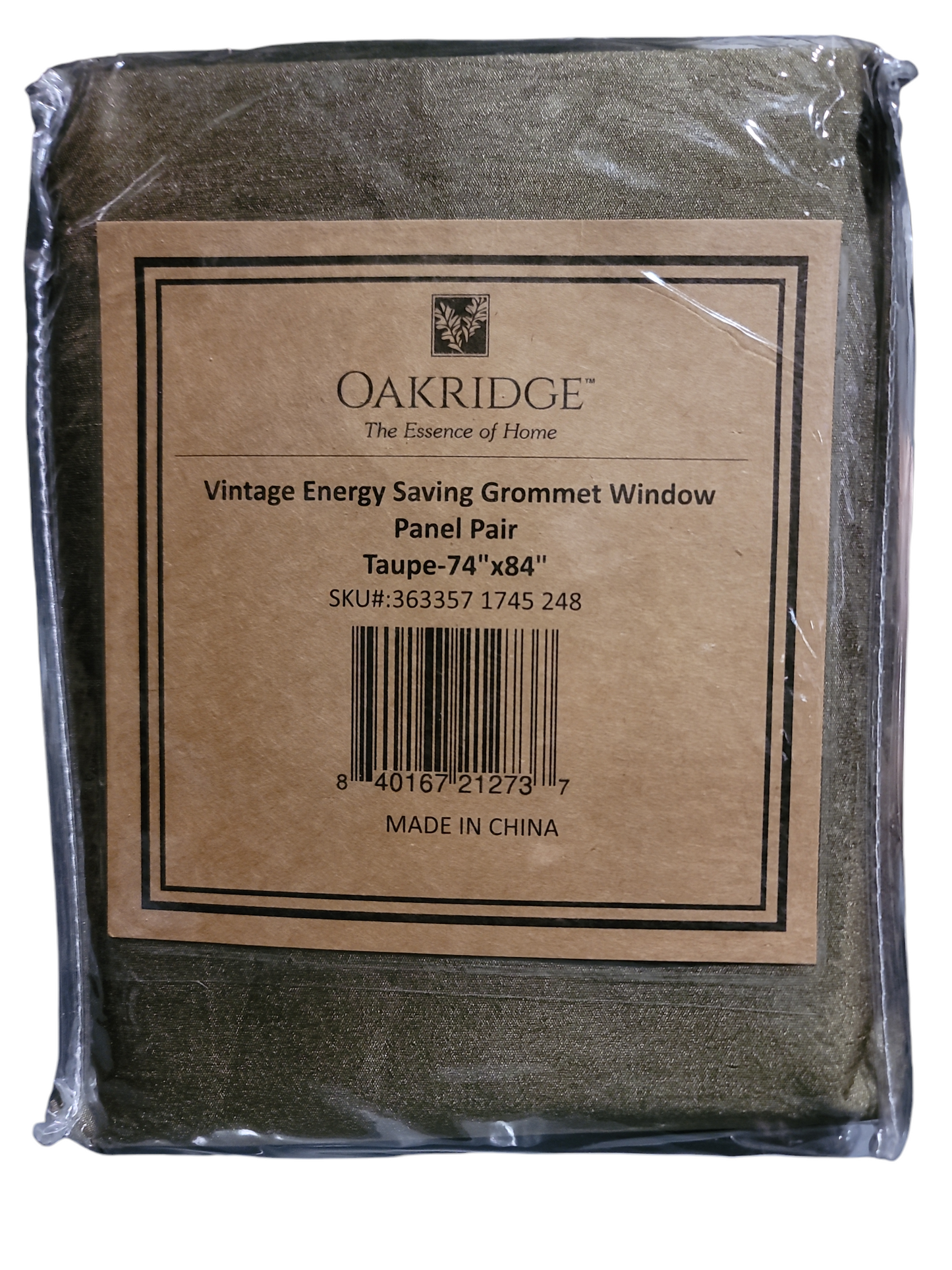 Oakridge vintage energy saving grommet window panel pair taupe curtains