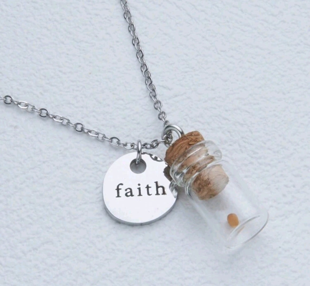 Faith Mustard Seed Stainless Steel Pendant Necklace