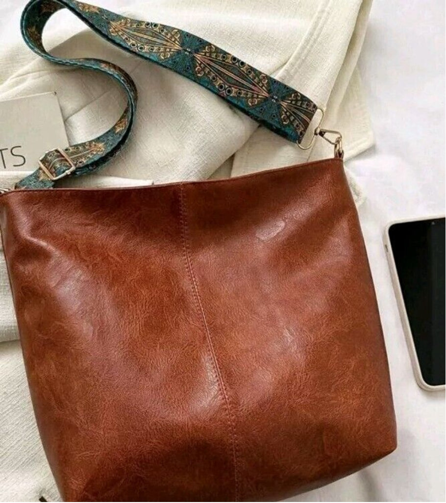 Large Brown Tote Pu Leather