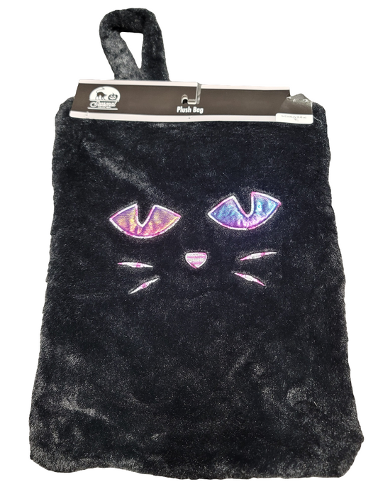 Halloween black cat trick or treat plush bag