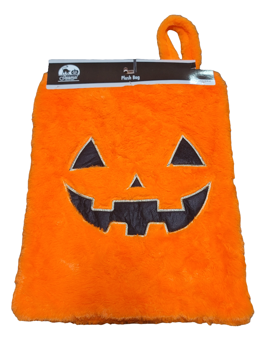 Halloween pumpkin trick or treat plush bag