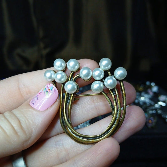 Faux Pearl Brooch