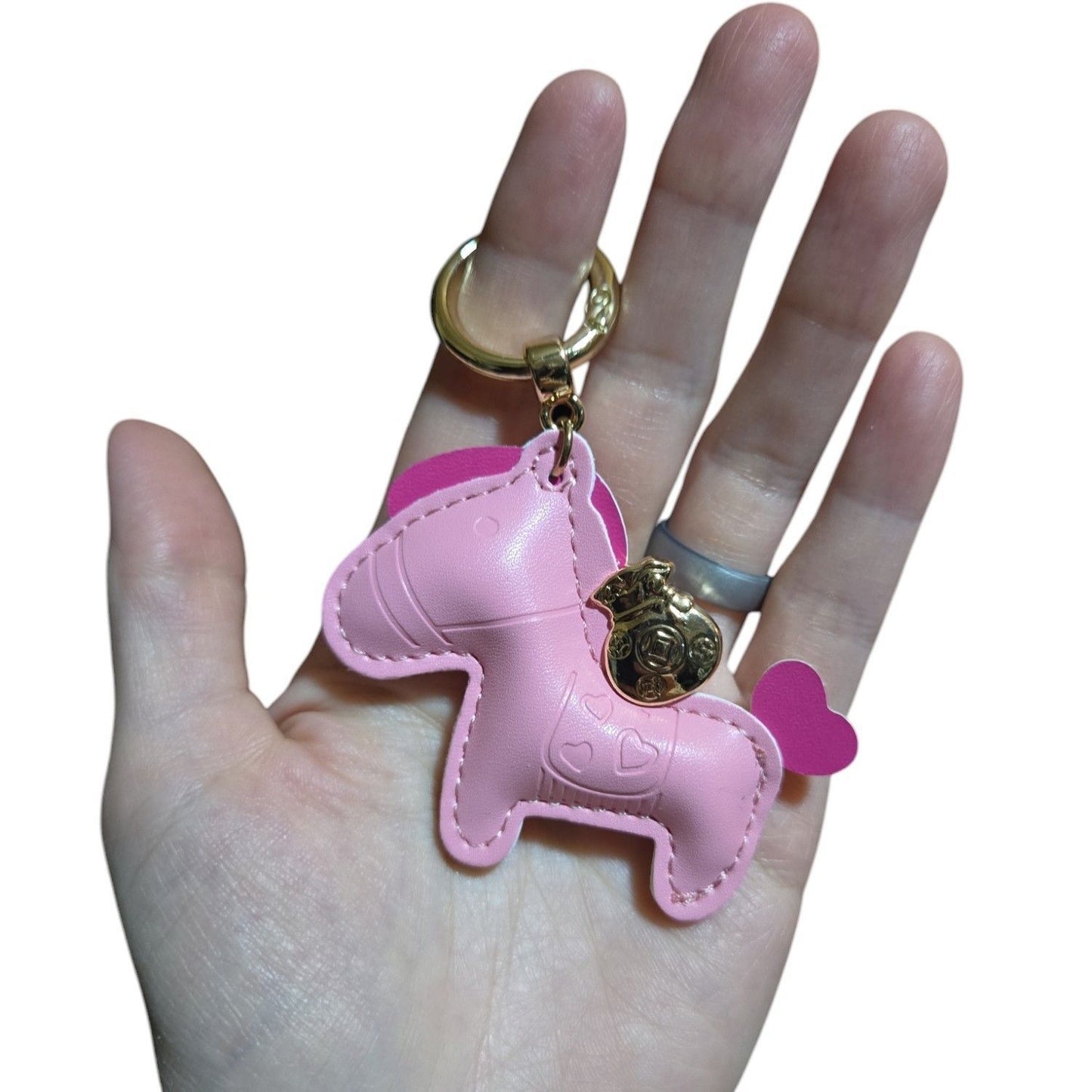 Pink Horse Bag Charm Keychain