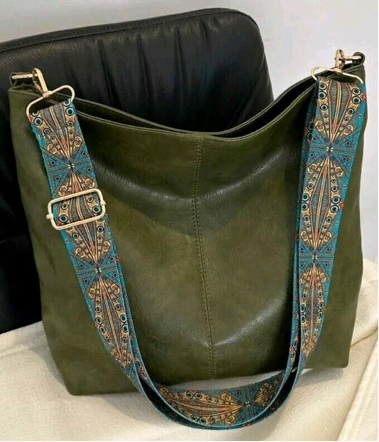 Large Green Tote Pu Leather