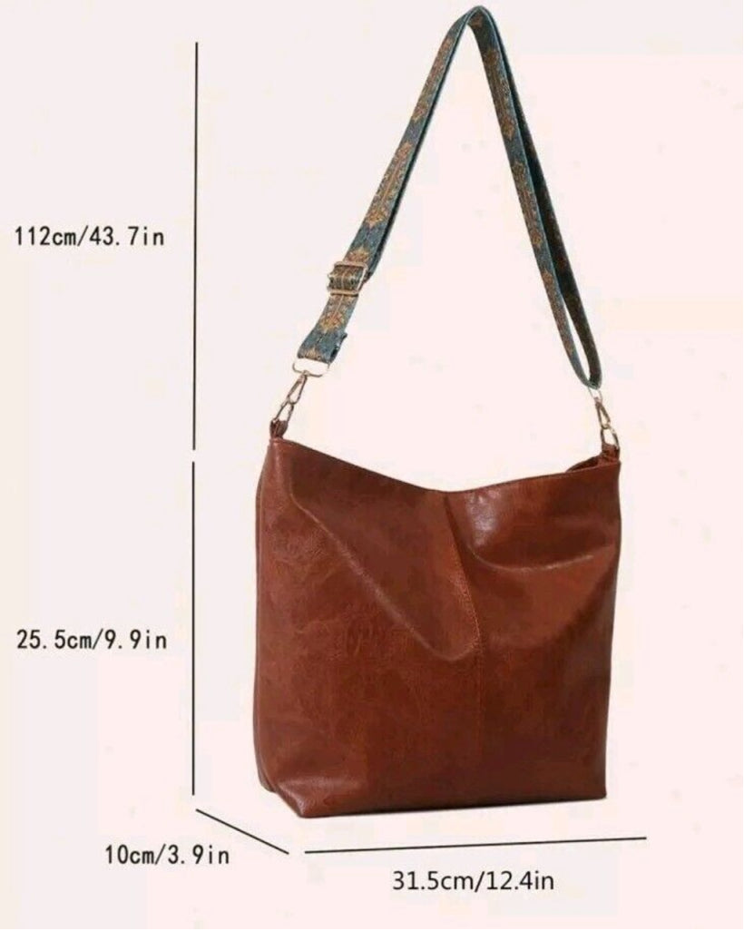 Large Brown Tote Pu Leather