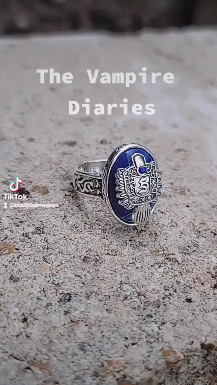 925 Sterling Silver Lapis Lazuli Ring For Women The Vampire Diaries  Caroline Elena Daylight Hollow Flowers Rings Movie Jewelry - Rings -  AliExpress