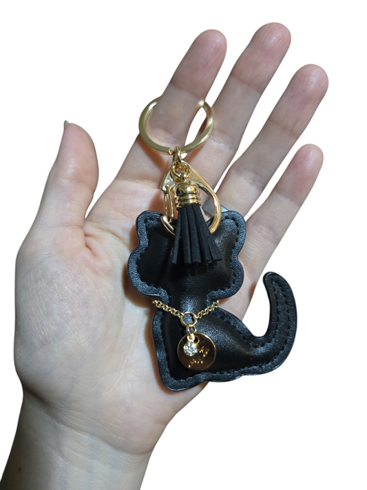 Black Cat Bag Charm Keychain