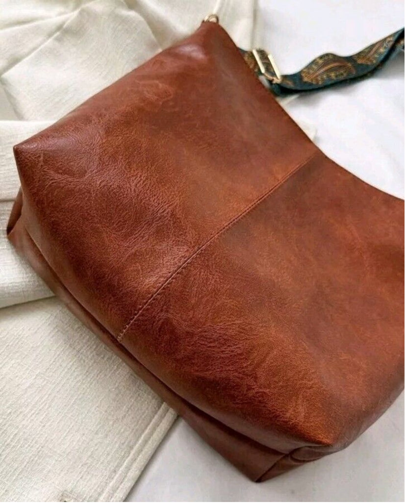 Large Brown Tote Pu Leather