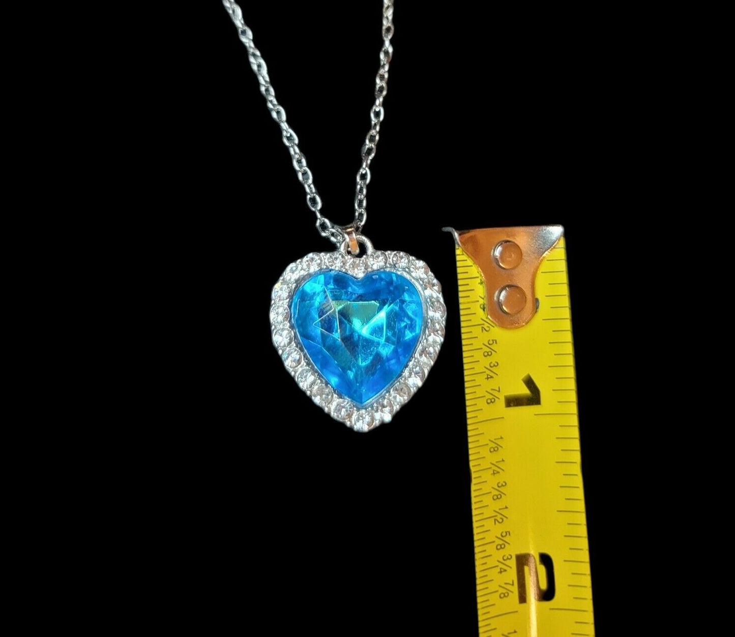Titanic heart of the ocean inspired light blue crystal rhinestone necklace